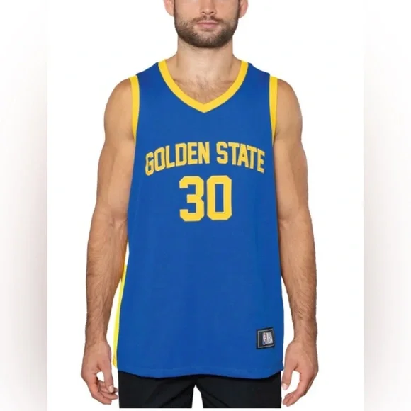 NWT - NBA Blue and Yellow Golden State Basketball Jersey - Curry #30 - Size XL - Picture 1 of 11